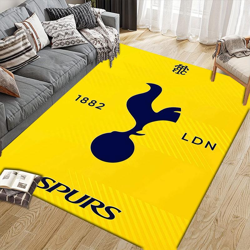 Tottenham Hotspur F.C Flannel Printed Carpet, Home Sofa Decoration for Living Room & Bedroom, Non‑Slip Play Flannel Floor Mat for Game Room