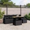 Vidaxl 6-Cz. Set di Mobili da Giardino con Cuscini, Polyrattan Nero