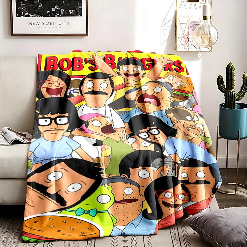 Bob'S Burgers Theme Blanket Suitable For The Sofa Camping And Travel Made Of Soft Flannel Material An Ideal Gift For Occasions Such As Birthday