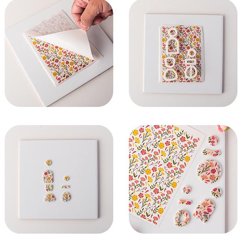 Polymer Clay Watercolor Transfer Paper Engraving Printing Modeling Decorative Paper Soft Pottery Earrings Jewelry Coloring Tools
