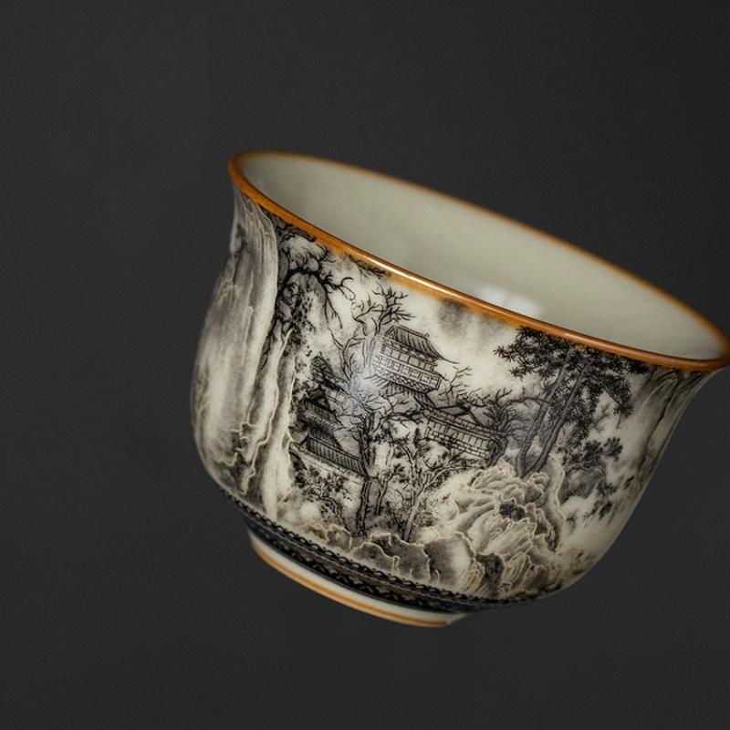 65ML Landscape Ru Kiln Master Cup Household Tea Cup Handmade Tea Bowl Smelling Cup Teaset Supplies Teaware A Cup Of Tea