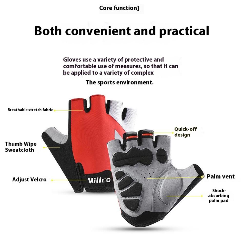 VILICO A0066V 1 Pair Size L Cycling Fitness Fishing Outdoor Sports Gloves Shock Absorbing Anti Slip Half Finger Gloves