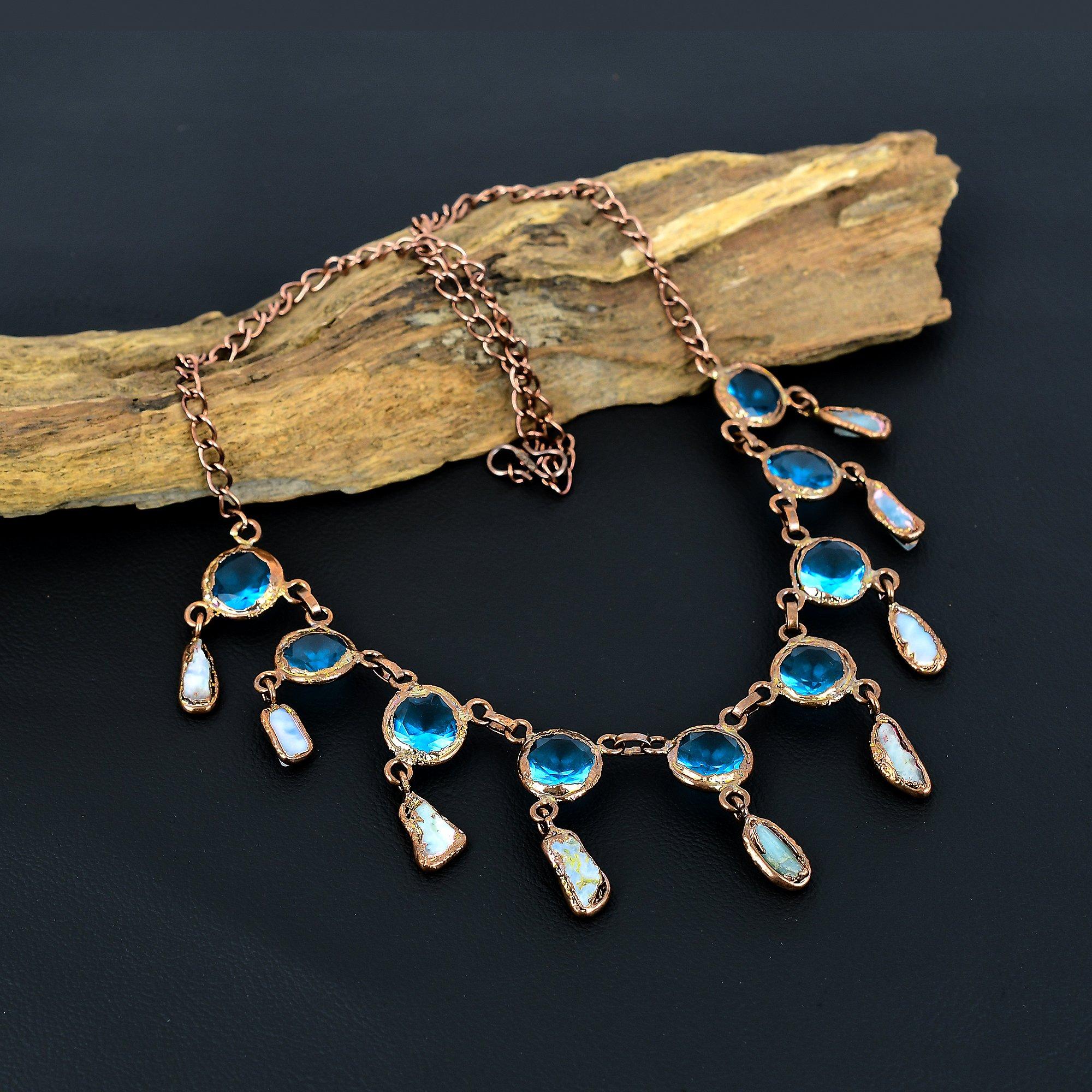 

Лоримар Медное Гальванопластическое Ожерелье с Регулируемой Цепочкой, Ожерелье из Драгоценных Камней Ручной Работы на День Памяти