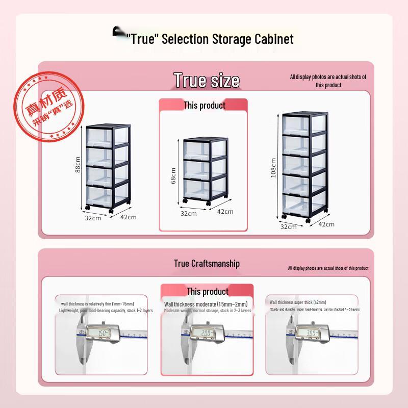 JEKO&JEKO 3-Tier Drawer Storage Cabinet