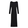 Elegant Bodycon Long-Sleeve Dress for Women - Waist-Cinched, Stretchy, Tall Figure-Flattering Long Skirt