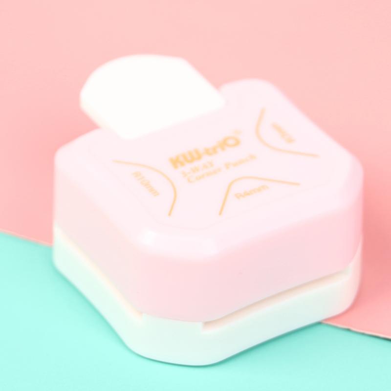 

Мини-дырокол для скругления углов, 3-сторонний резак для углов, самодельные круглые кромкорезы розовый