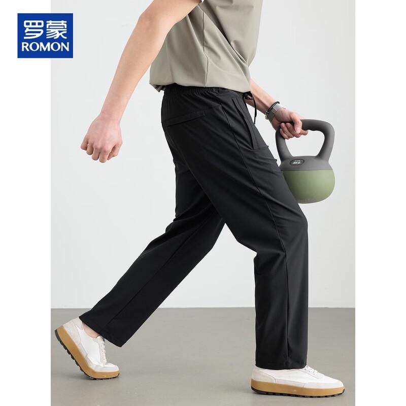 Romon Men s Ice Silk Loose Straight Casual Pants M