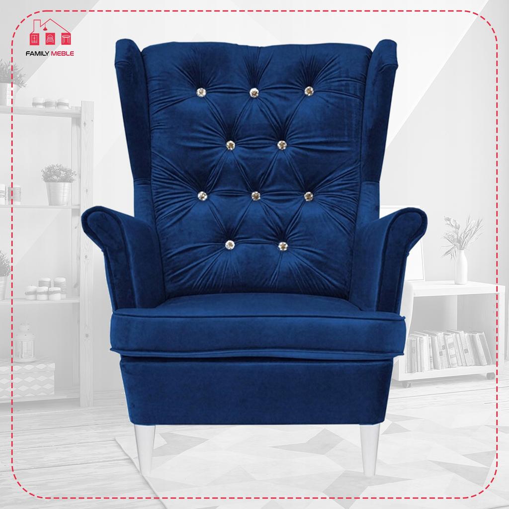 Gaja Wing Chair with Footrest Scandinavian Family Meble Velvet Velvet
