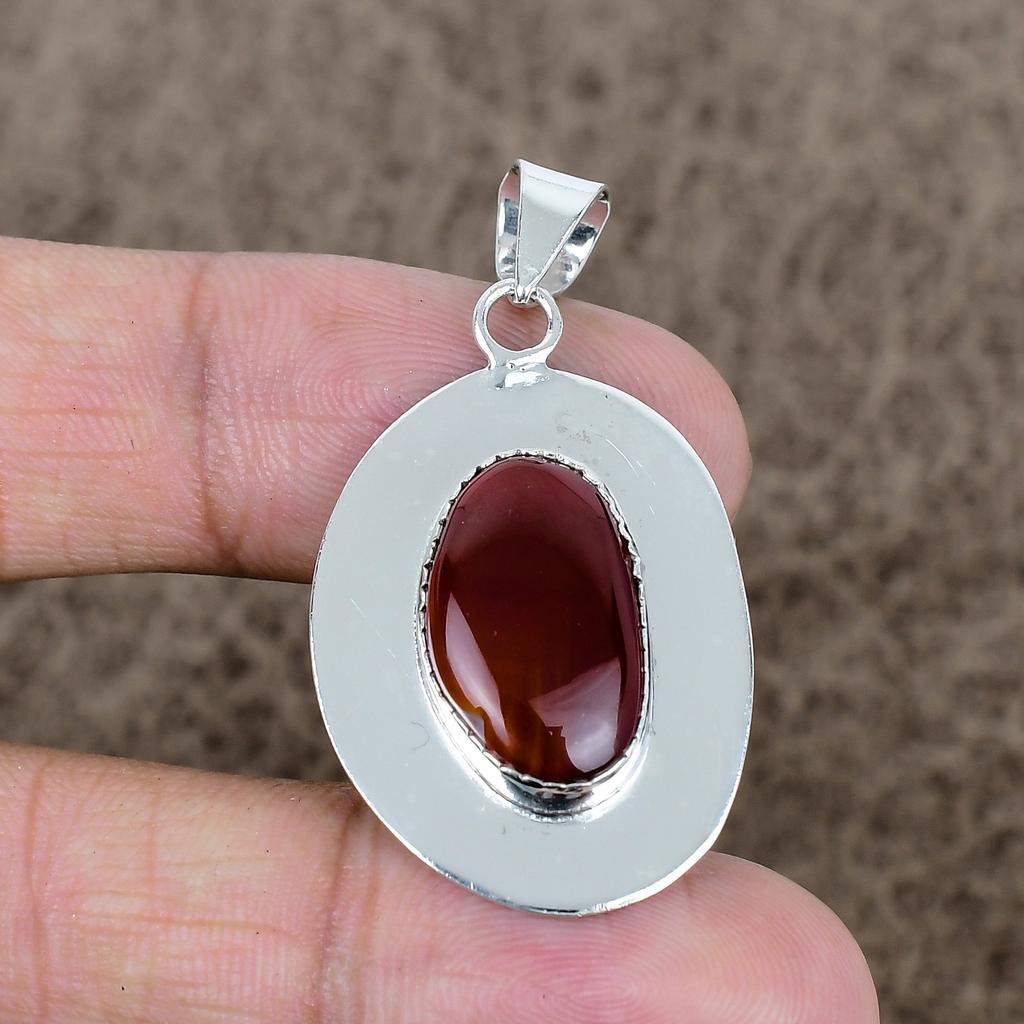 Carnelian Gemstone Handmade 925 Sterling Silver Jewelry Pendant 1.69" KKG-738