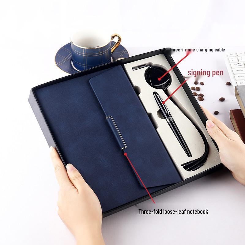 A5 Three-Fold Loose-Leaf Business Notebook Set with Custom Logo