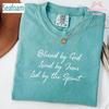 Blessed By God Loved By Jesus Led By The Spirit Shirt, Christian Comfort Colors Tee, Minimalist Faith Based T-Shirt, Religious Quote Shirt