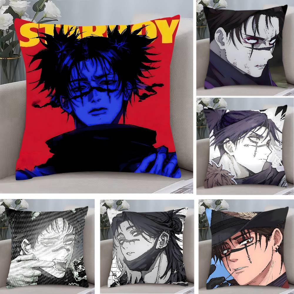 C-Choso J-Jujutsu K-Kaisen Anime Pillow Case Anti-dustmite Pillowcase Invisible Zipper Silky Short Plush Sofa Cushion Cover