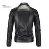 Men Jacket Slim Fit Faux Leather Solid Color Coat with Diagonal Zipper Belt Adjustment Windproof Coat