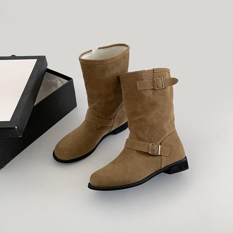 Fashion retro American versatile thick heel thick-soled Martin boots women's 2025 new summer heightening explosion thin short boots