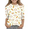 Kids Animal Print Crew Neck 3/4 Sleeve Casual T Shirt Soft Fabric Comfortable Fit Lightweight Design Suitable for Everyday Wear
