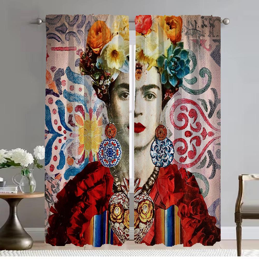 

F-kahlo затемняющие шторы для гостиной, занавески для окон, шторы для домашнего интерьера, 2 шт., тюль для перегородки в спальне W50xH70cmx2pcs-CL