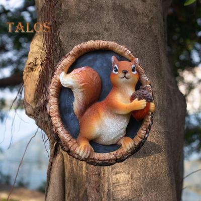 Eichhörnchen-Figur aus Kunstharz, Baumgesicht, wetterfest, für den Außenbereich, Hof, Garten, Baumumarmer, Tiergesichtsstatue, Skulptur, Wanddekoration, Ornament