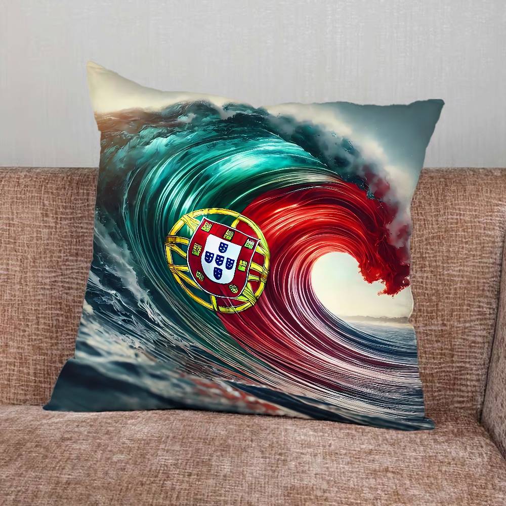 

Portugal Flag Art Pillow Case For Home Bedroom Car Office Decoration Living Room Sofa Cushion Cover Suitable 30x30cm 12x12in