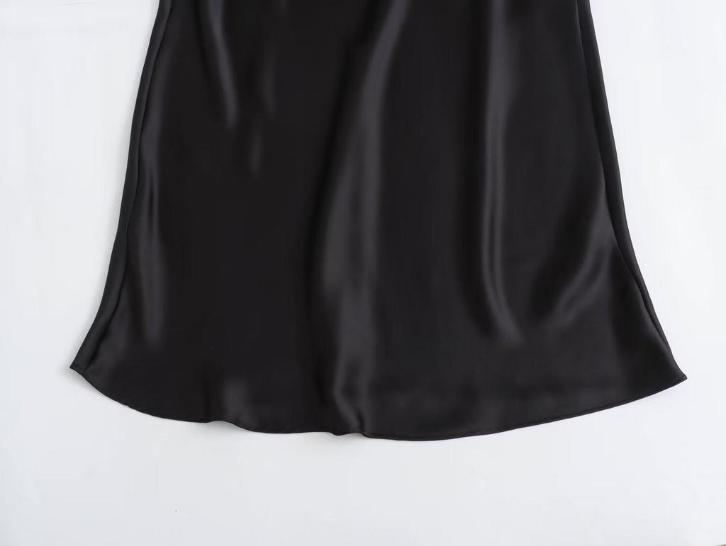 ZARZ European & American Style Versatile Women's Silk Satin Midi Dress