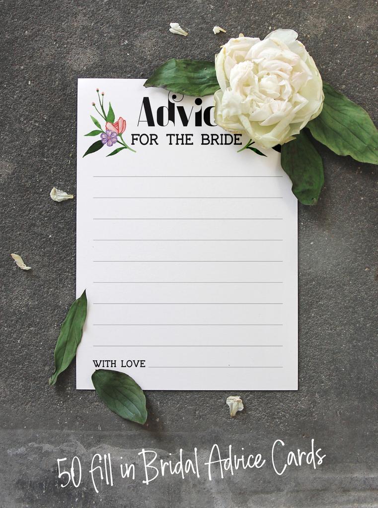 Inkdotpot FloralA Advice And Wishes Set Of 50 Bridal Shower Advice Game