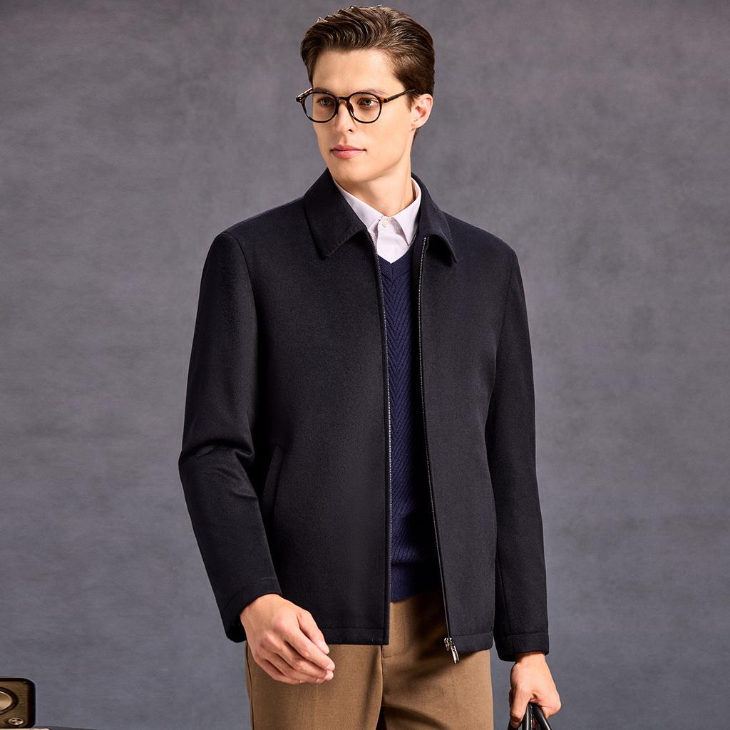 [95 Goose Fleece Inner Tank] One coat, two wears, autumn and winter cashmere jacket, men's thick short wool coat jacket