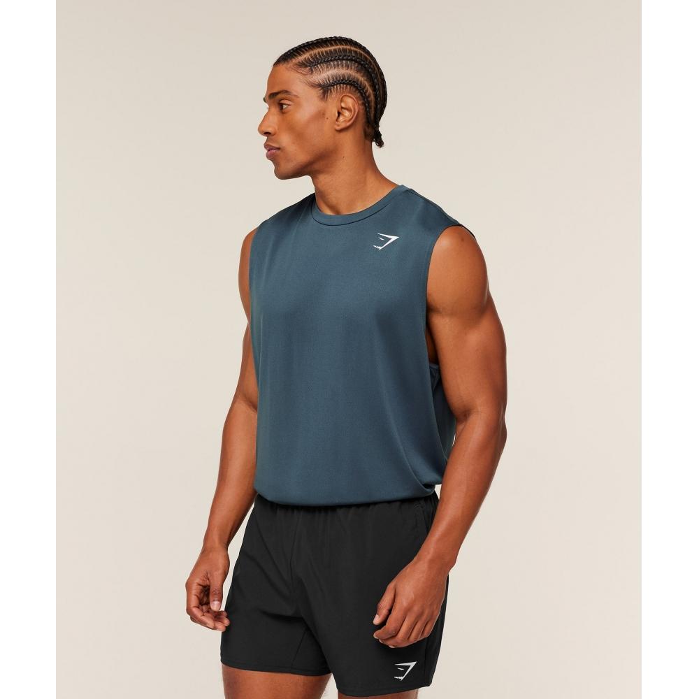 Gymshark Arrival Oversized Tank Gs Stealth Blue A6a5u Ud6s