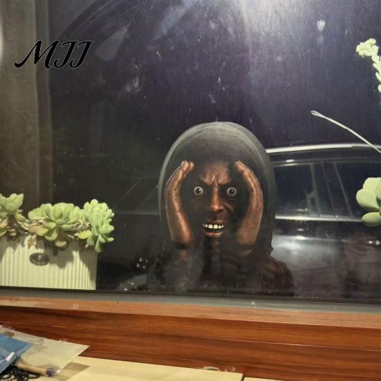 Horror House Ornaments Scary Peeper Hitchhiker Prop, Realistic Mask Prop for Jump Scare, Halloween Decorative Window Silhouettes Adults, Creepy Prank
