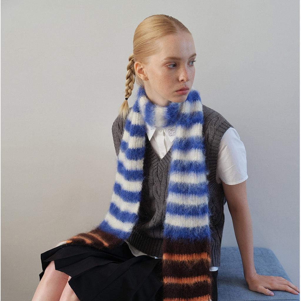 Rainbow Knitted Scarf Versatile Thick Knitted Wrap Neck Scarf Shawl Fashionable Coldproof Knitwear For Business Travel Outdoor