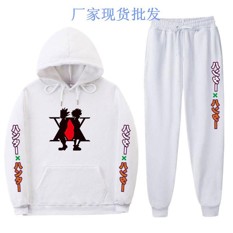 Mens Winter Warm Hooded Sweatshirt Pants Set Anime Inspired Casual Tracksuit Cotton Blend Thick Fleece Lined