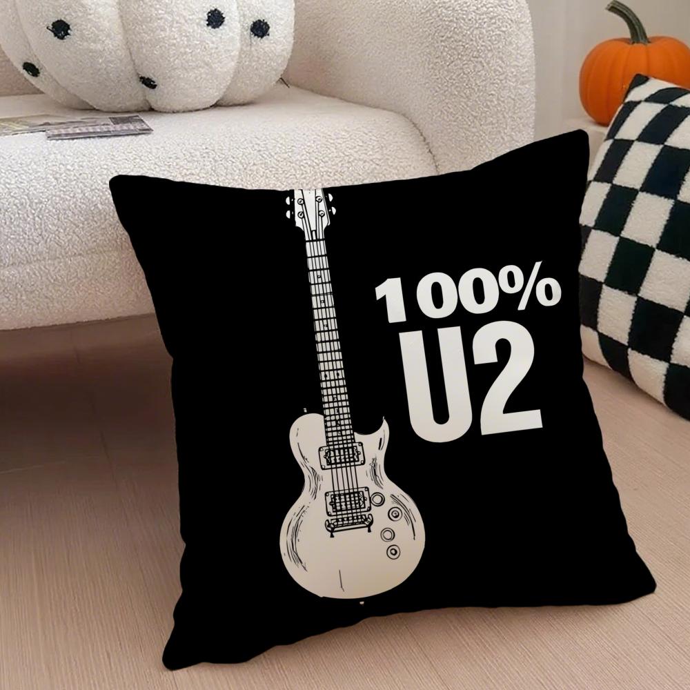 Rock Band UU2 Cushion Cover Throw Pillow Cover Hidden Button Durable Polyester Chair Cushion