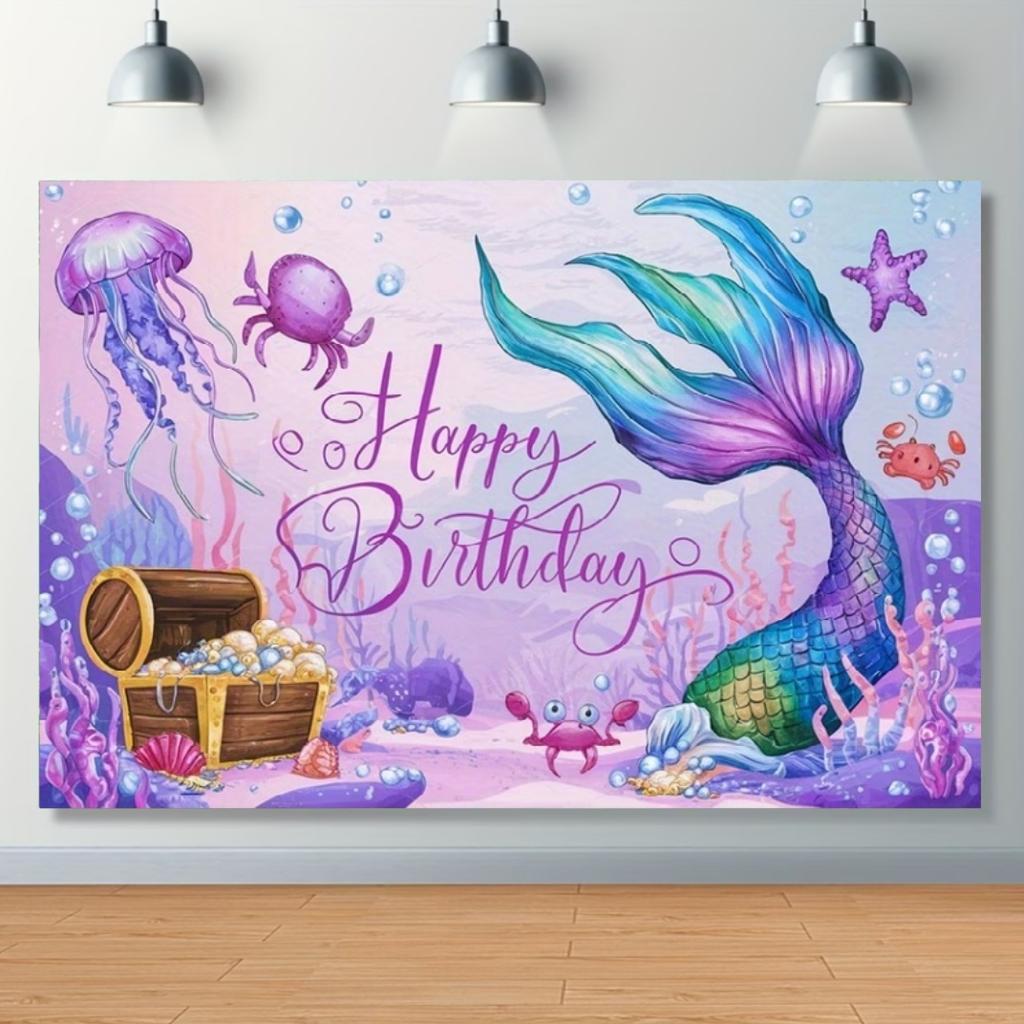 Mermaid Backdrop Girls Princess Birthday Party Decoration Background Under The Sea Photography Supplies Kids Baby Shower Banner
