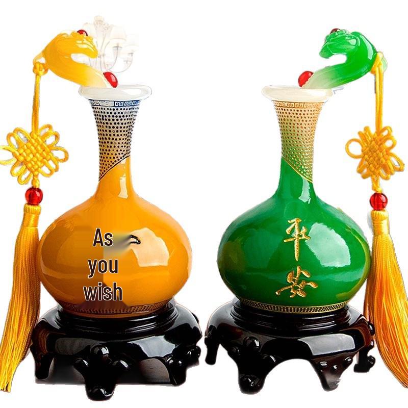 Ruyi Ping'an Vase - Living Room Ornament, Bookcase & TV Cabinet Display, Home Decoration Craft Gift