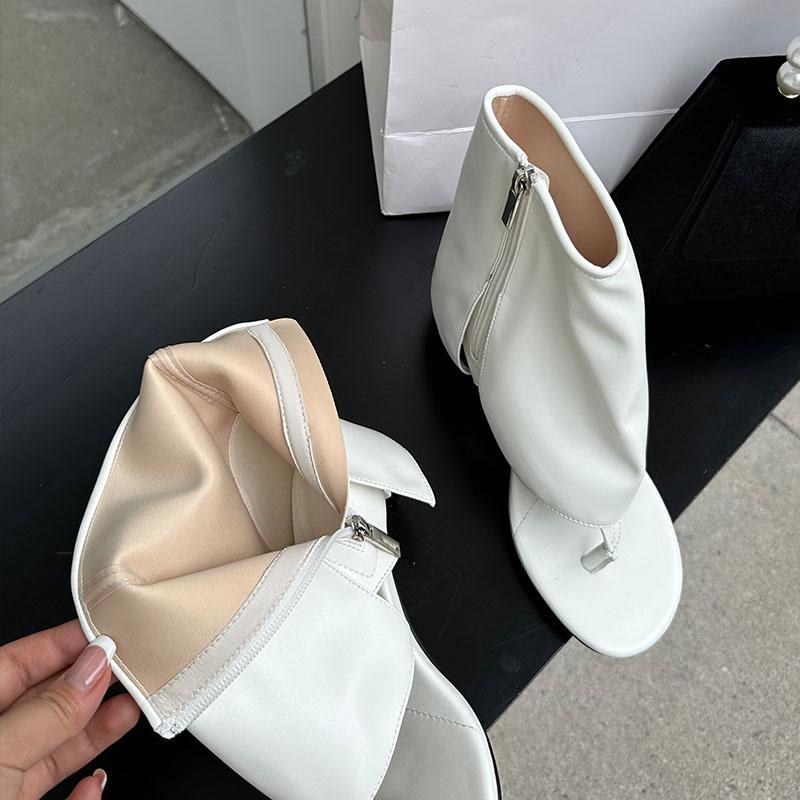 Fashion Female Low Heel Footwear Sandals Ankle Boots For Women Flip Flops Fashion Open Toe Ladies Sandals Booties With Zippers Shoes