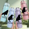 1PC Crow Bird Coffee Cup Art Print 750ml Color Plastic Sports Water Bottle Leakproof Flip Straw Lid Suitable for Sports Office Home Use
