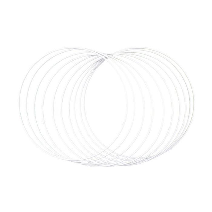Anneaux en métal, revêtus, 25cm ø, blanc, boîte 10 pces