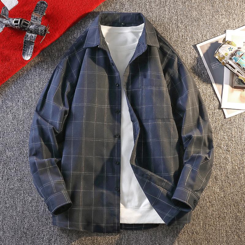Men's Long Sleeved Shirt Korean Casual Loose Shirt Men's Coat