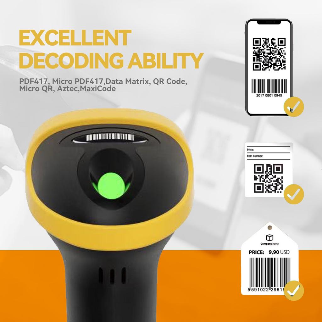 Handheld tragbarer 2D 1D Barcode-Scanner Kabelgebunden/2,4G Drahtlos/Bluetooth Barcode-Lesegerät für Supermarkt Logistik Produkt