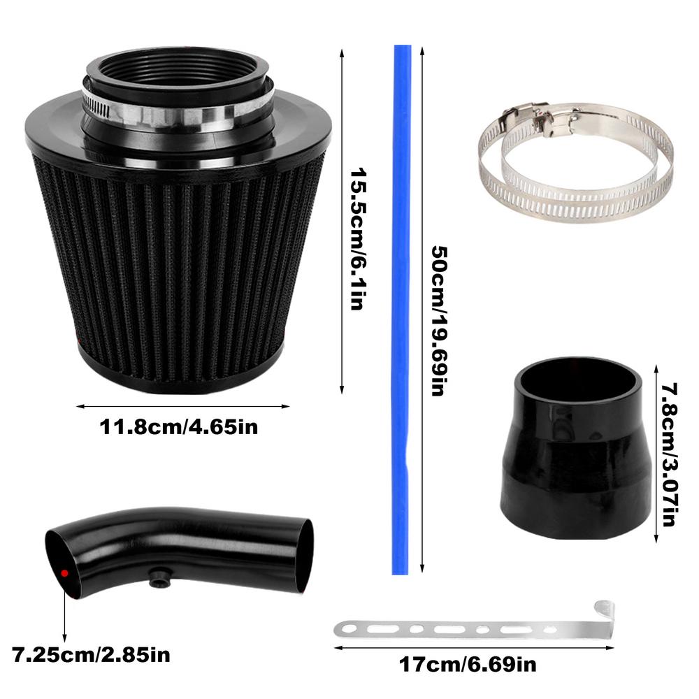 

Комплект для забора холодного воздуха 76 мм Высокопоточный комплект для забора холодного воздуха Автомобильный сменный комплект для забора воздуха Многофункциональный автомобильный комплект для забора холодного воздуха чёрный