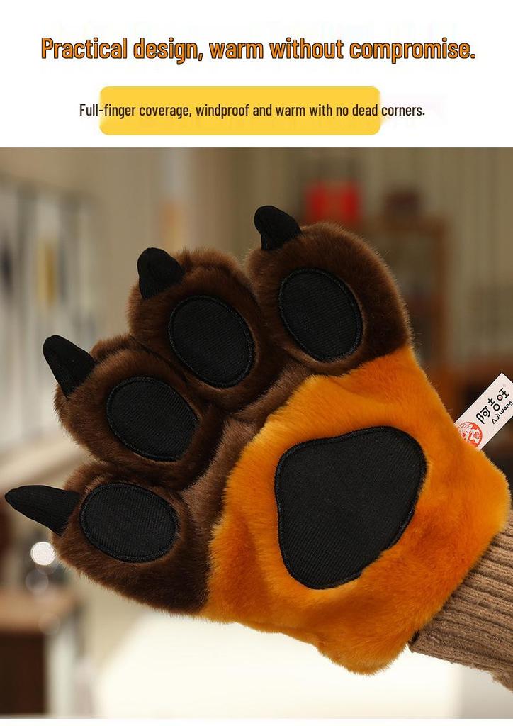 Tiger Claw Plush Gloves for Kids' Stage Performance & Fun Pranks