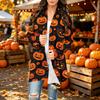 Damen Trendy Halloween-Print Langarm-Strickjacke Pullover für Lässige Herbstmode