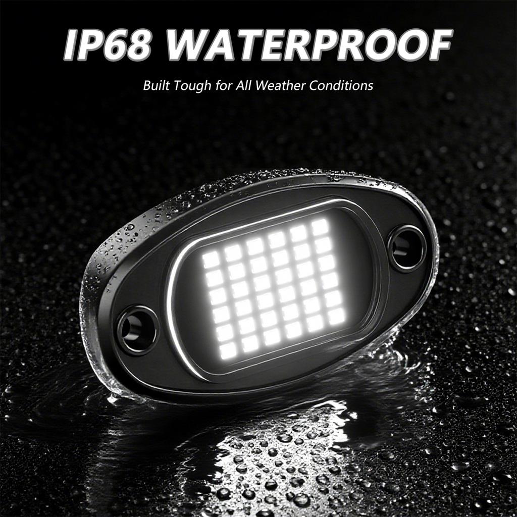 8 Pods Rock Lights, 36 LEDs Underglow Lights for Truck SUV UTV ATV Car Boat Motorcycle White Light