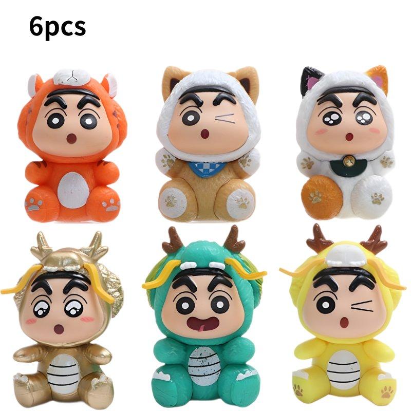 Shin Crayon 6pcs Chan Toy Doll Pvc Model Desktop Decoration Ornament Gifts Child