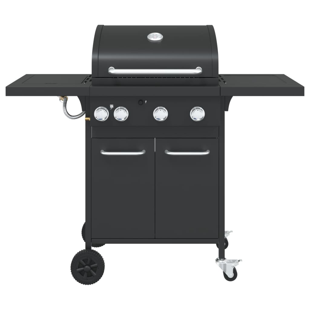 4 Burner Gas Grill in Black Powder Coated Steel