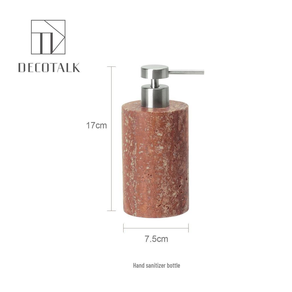 DecoTalk Wabi-sabi Red Travertine Bathroom Washbasin Set with Aromatherapy Tissue Box Tray