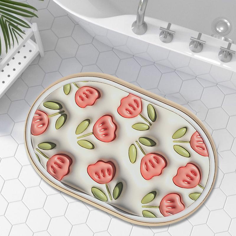 New Cartoon Smiley Face 3D Expansion Bubble Visual Stereo Drain Mat Toilet Kitchen Bathroom Non-slip Quick Dry