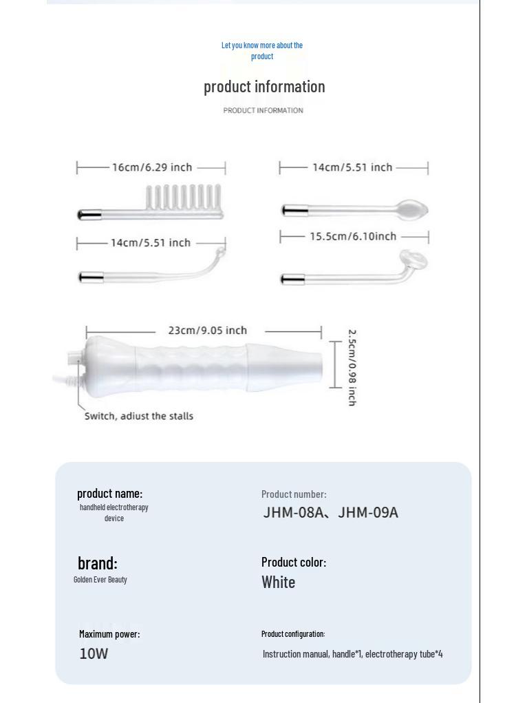 High-Frequency Ozone Electrotherapy Device for Acne Removal and Beauty Therapy