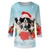 Damen Lässiges Weihnachts-Print-Oberteil mit Dreiviertelärm
