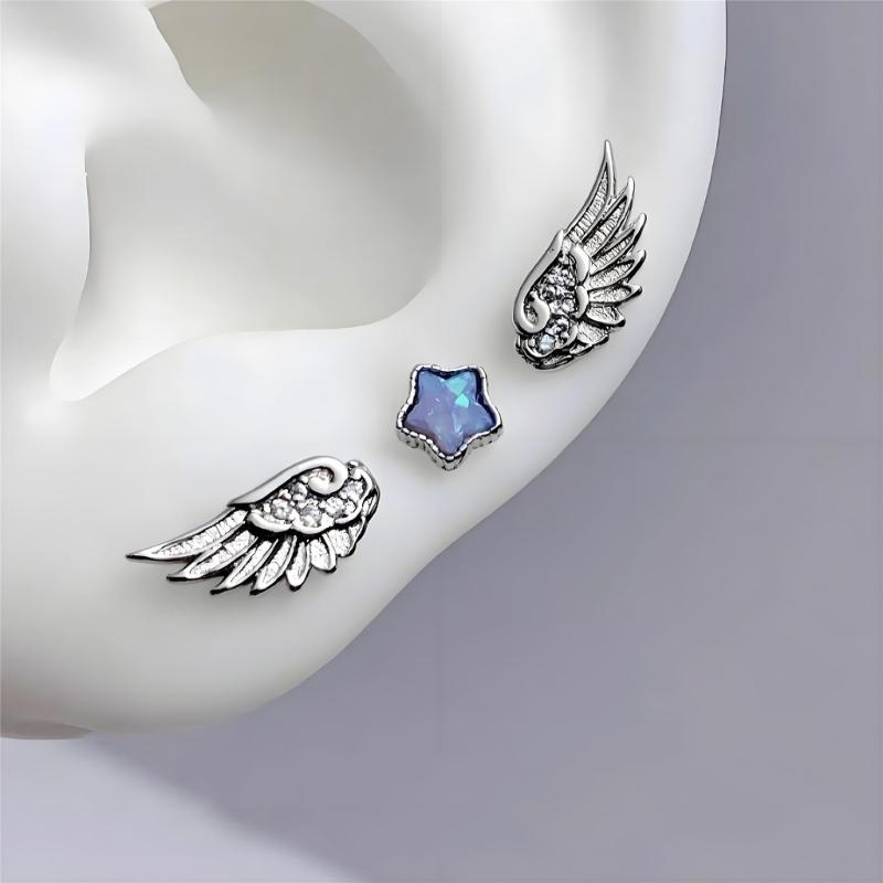 Lightweight Comfortable Star Angel Wing Studs Earrings Stylish Ear Accessories for Daily Wear Travel and Gifting