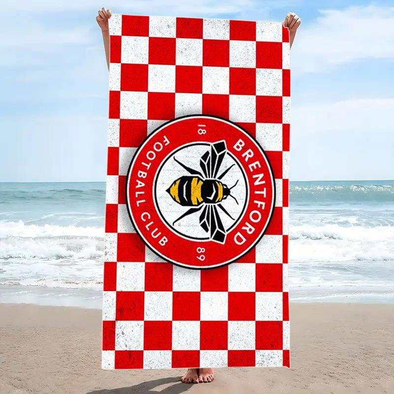 Brentford FC Print Beach Towel, Large Soft Quick Dry Towel for Beach Camping Swimming