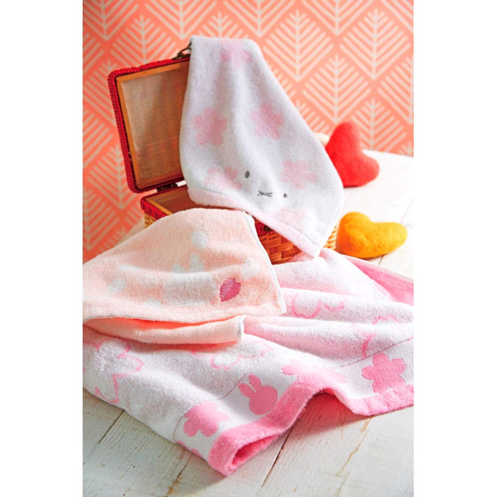 Nishikawa Miffy Towel Gift Set, 31 x 38 x 6 cm, Washable, 100% Cotton, Blossom Miffy, Made in Japan, Pink, 228720884